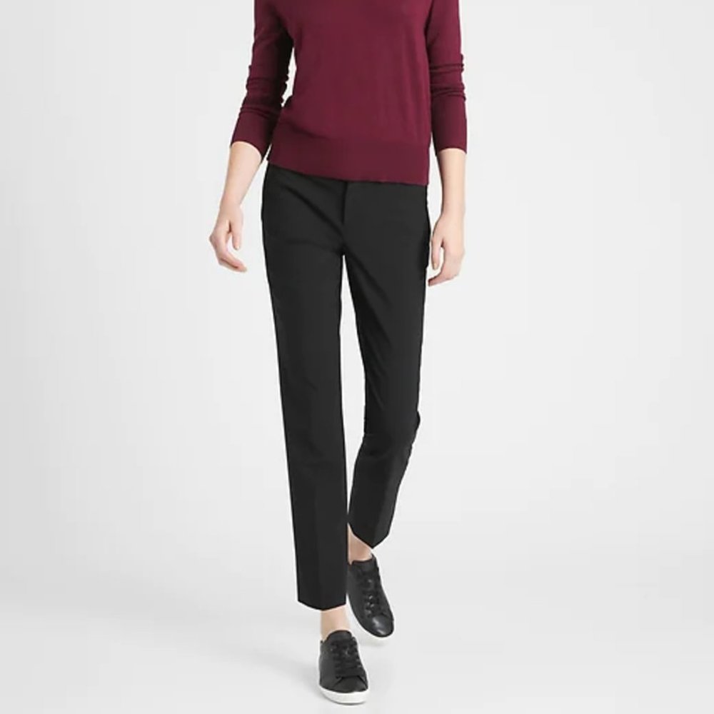 NWT Banana Republic 6S Black Ryan Slim Straight Fit Washable Italian Wool Pants